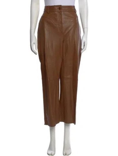 Pre-owned Alberta Ferretti Leather Wide Leg Pants In Brown