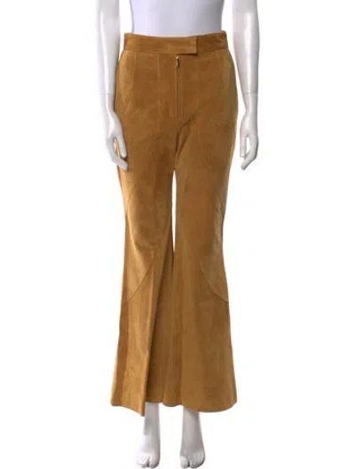 Pre-owned Alberta Ferretti Leather Wide Leg Pants In Neutral