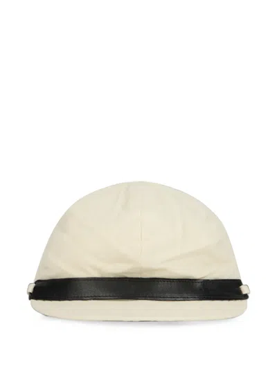 Alberta Ferretti Leather-band Logo-plaque Hat In Gray