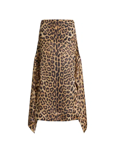 Alberta Ferretti Leopard Print Asymmetrical Skirt With Edgy Hemline In Animal Print