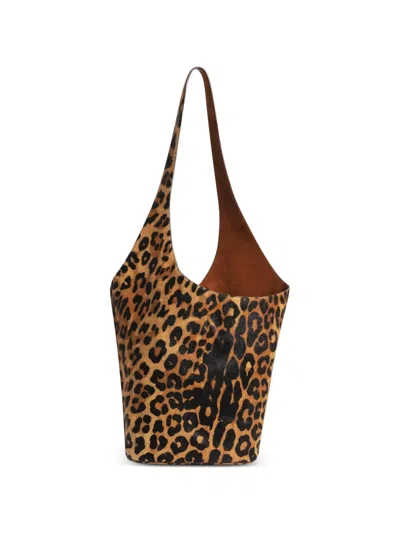 Alberta Ferretti Leopard-print Shoulder Bag In Brown