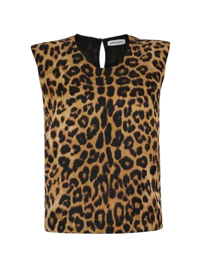 Alberta Ferretti Leopard-print Sleeveless Top In Brown