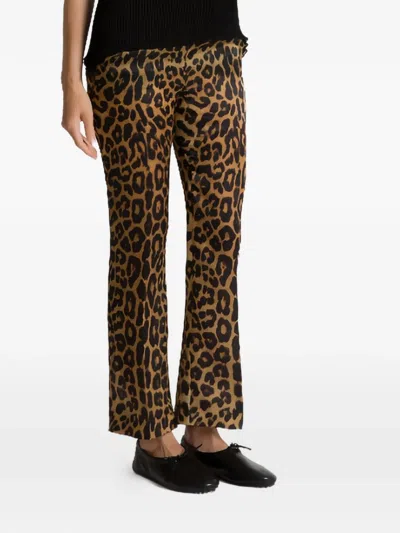 Alberta Ferretti Brown Pantalone Leopard Print Silk Pants In Animal Print