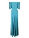 Alberta Ferretti Light Blue Satin Long Dress