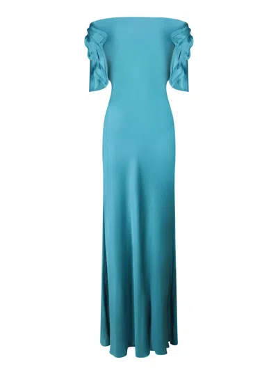 Alberta Ferretti Light Blue Satin Long Dress