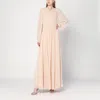 Alberta Ferretti Silk Georgette Draped Detailing Floor-length Dress In Pink
