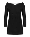 Alberta Ferretti Double-breasted Virgin Wool Jacket With Deep V-neckline In Black