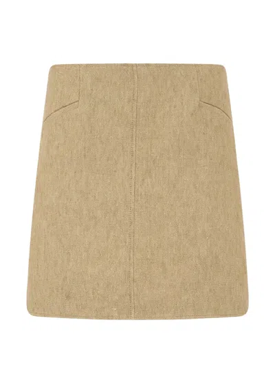 Alberta Ferretti Linen A-line Skirt In Neutral