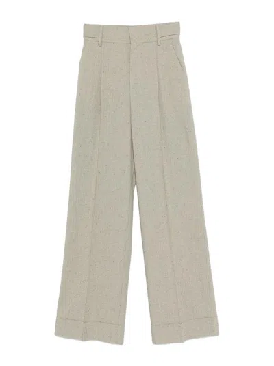 Alberta Ferretti Linen And Viscose Trousers In Gray
