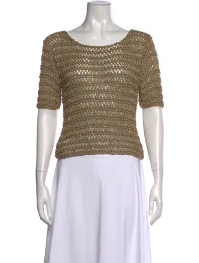 Pre-owned Alberta Ferretti Linen Crew Neck Sweater In Metallic/neutrals