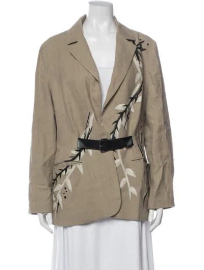 Pre-owned Alberta Ferretti Linen Floral Print Blazer In Neutrals