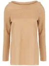 Alberta Ferretti Ribbed Texture Off-the-shoulder Knit Sweater In Neutrals
