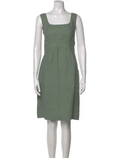 Pre-owned Alberta Ferretti Linen Knee-length Dress In Green