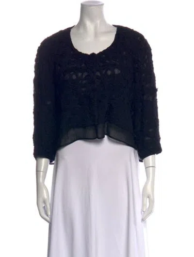 Pre-owned Alberta Ferretti Linen Lace Pattern Sweater In Black