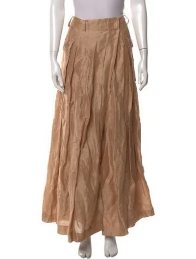 Pre-owned Alberta Ferretti Linen Long Skirt W/ Tags In Brown