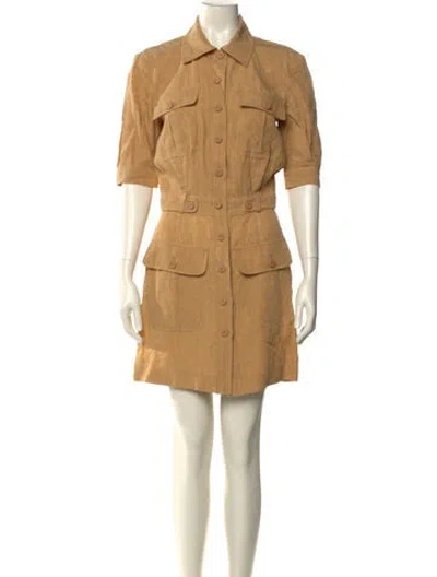 Pre-owned Alberta Ferretti Linen Mini Dress In Neutral