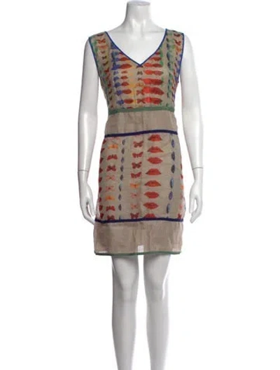 Pre-owned Alberta Ferretti Linen Mini Dress In Neutrals