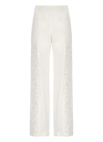 Alberta Ferretti Linen Trousers In White
