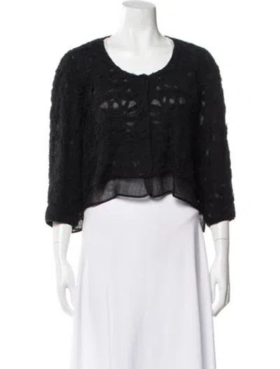 Pre-owned Alberta Ferretti Linen Tweed Pattern Bolero In Black