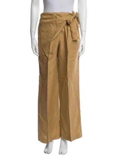 Pre-owned Alberta Ferretti Linen Wide Leg Pants In Brown