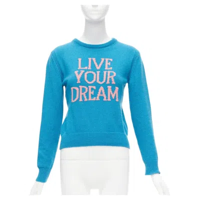 Pre-owned Alberta Ferretti Live Your Dream Blue Pink Cashmere Cropped Sweater It38 Xs