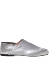 Alberta Ferretti Logo-debossed Leather Loafers In Silver