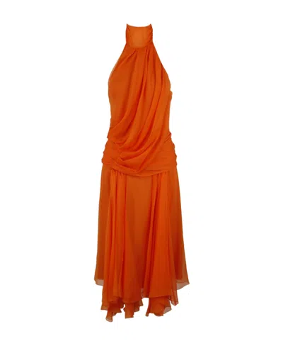 Alberta Ferretti Logo Dress In Red