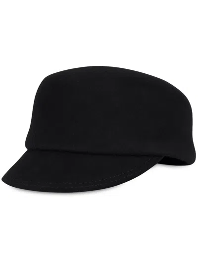 Alberta Ferretti Logo-plaque Baker Boy Cap In Black