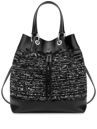 Alberta Ferretti Logo Plaque Bucket Bag In Black