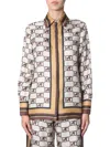 Alberta Ferretti Logo Chain Print Shirt In Beige