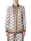 Alberta Ferretti Logo Chain Print Shirt In Beige