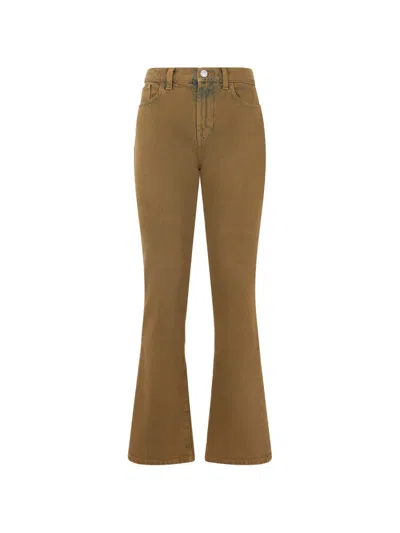 Alberta Ferretti Logo-patch Flared Jeans In Green