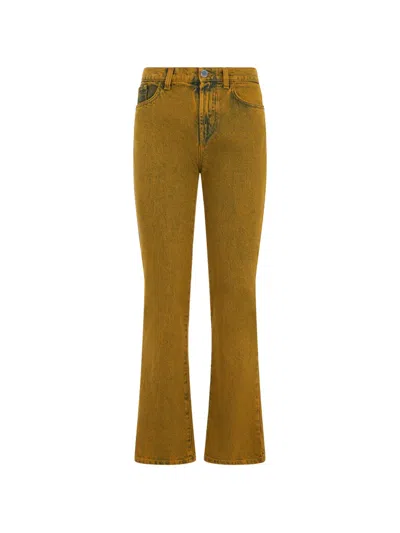 Alberta Ferretti Logo-patch Flared Jeans In Brown