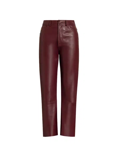 Alberta Ferretti Straight-leg Trousers In Soft Burgundy Leather In Red