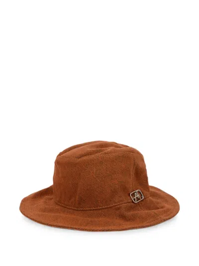 Alberta Ferretti Logo-plaque Wide-brim Bucket Hat In Brown