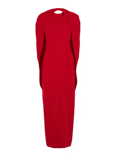 Alberta Ferretti Women Red Long Dress With Hooded Sleeves And Cut Out On The Back In Fabric Woman