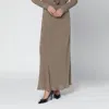 Alberta Ferretti Maxi Skirt With Side Slit And Long Sleeves In Neutral