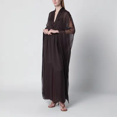 Alberta Ferretti Alberta Ferreti Brown Chiffon Long Dress In Black