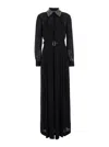 Alberta Ferretti Long .chemisier With Beads Embellished Collar In Semi Sheer Fabric Woman In Black