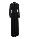 Alberta Ferretti Long .chemisier With Beads Embellished Collar In Semi Sheer Fabric Woman In Black