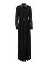 Alberta Ferretti Long .chemisier With Beads Embellished Collar In Semi Sheer Fabric Woman In Black