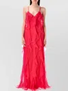 Alberta Ferretti Alberta Ferreti Chiffon Ruffled Long Dress In Purple