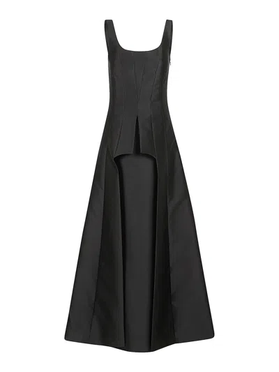 Alberta Ferretti Sleeveless Flared Gown In Black