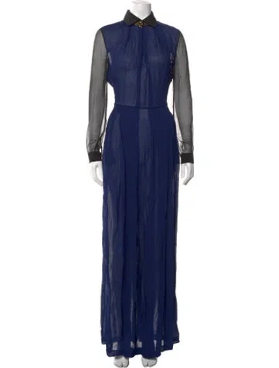 Pre-owned Alberta Ferretti Long Dress In Blue