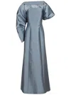 Alberta Ferretti Long Mikado Dress With Fitted Bustier In Gray
