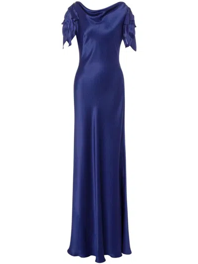 Alberta Ferretti Satin Maxi Dress In Multicolor