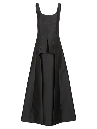 Alberta Ferretti Sleeveless Flared Gown In Black