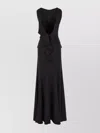 Alberta Ferretti Long Dress Viscose Blend V-neck Ruffle Sleeveless