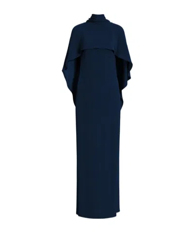 Alberta Ferretti Long Dress With Cape Detail And Back Bow In Transparent