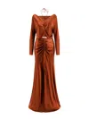 ALBERTA FERRETTI LONG DRESS WITH DRAPERY AND CUT/OUT DETAILS